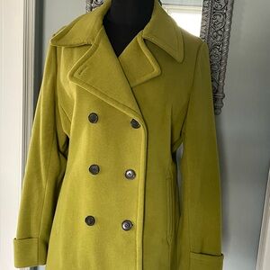 Hilary Radley Olive Green Double-Breasted Pea Coat